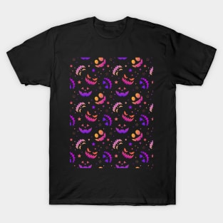 Halloween neon pumpkin faces pattern T-Shirt